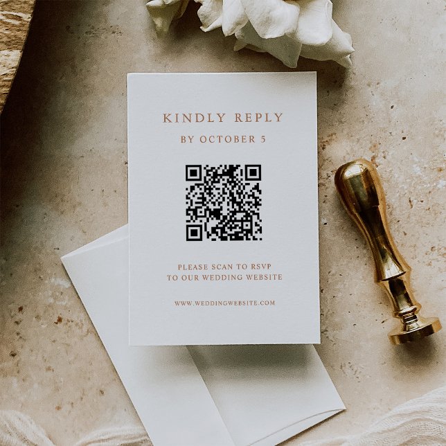 Cartons Réponse Texte simple et élégant | Code QR Mariage Boho (Créateur téléchargé)