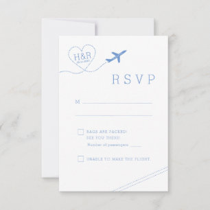 Cartons Réponse Thème Voyage Blue Avion Coeur minimaliste