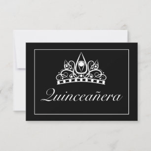 Cartons Réponse Tiara Moderne Minimaliste Blanc Noir Qinceanera
