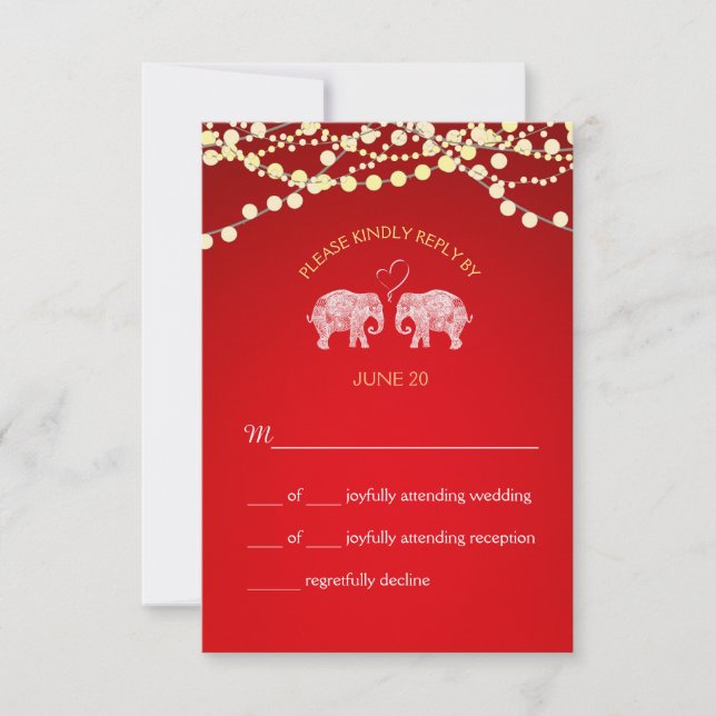 Cartons Réponse TONNES D'AMOUR/Eléphant Chaîne Lumières Mariage RS (Devant)