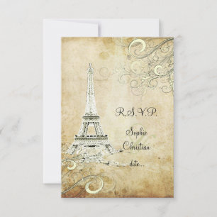 CARTONS RÉPONSE TOUR EIFFEL VINTAGE RSVP/NAVIRES VANILLA