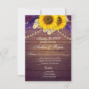 Cartons Réponse Tournesol jaune violet russe Floral Country Barn
