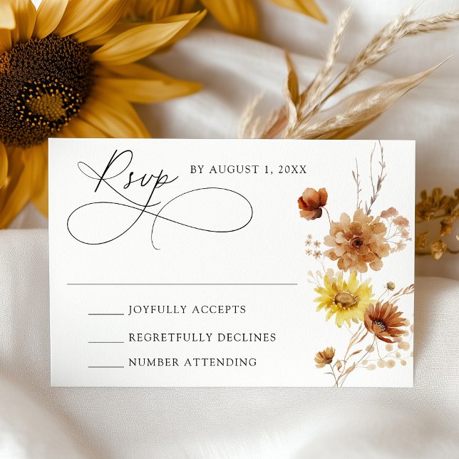 Cartons Réponse Tournesols d'automne rustique et Mariage Fleur sau (Créateur téléchargé)