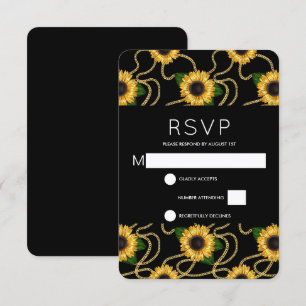 Cartons Réponse Tournesols Jaunes Classiques Mariage Motif élégant