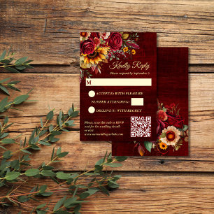 Cartons Réponse tournesols jaunes mariage de automne bordeaux