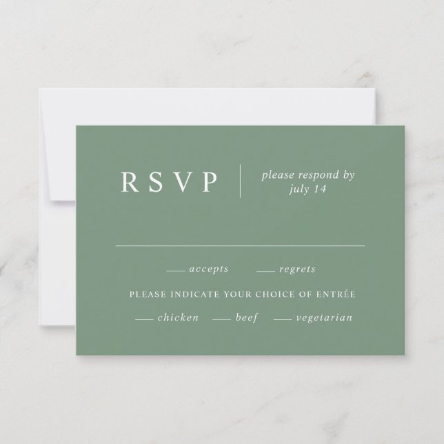 Cartons Réponse Tout Simplement Design | Mariage vert moderne Euca (Devant)