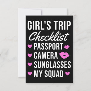 Cartons Réponse Travel Art Girls Trip Checklist
