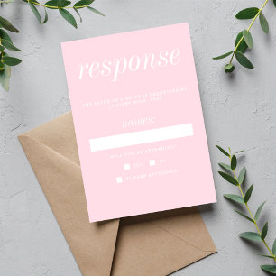 Cartons Réponse True Simplicity 2 Primrose Pink Minimalist Wedding