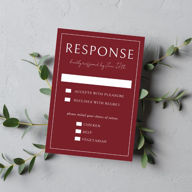 Cartons Réponse True Simplicity 4 | Burgundy | Wedding (Créateur téléchargé)