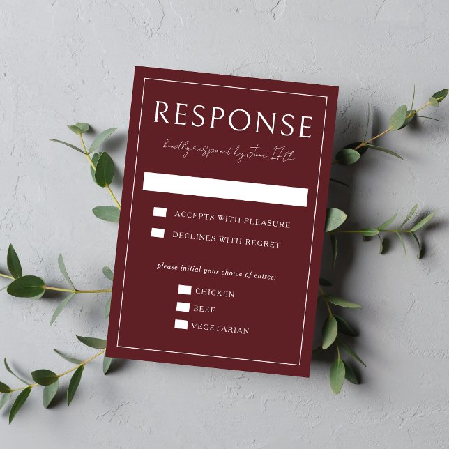 Cartons Réponse True Simplicity 4 | Dark Burgundy | Wedding (Créateur téléchargé)