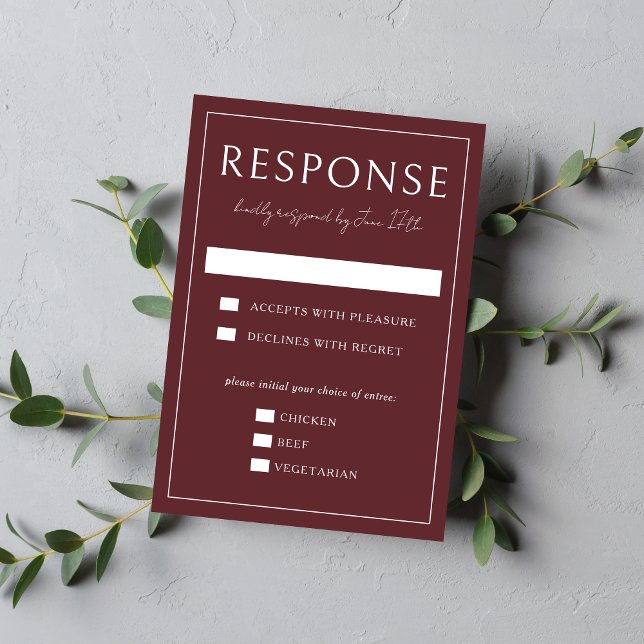 Cartons Réponse True Simplicity 4 | Deep Burgundy | Wedding (Créateur téléchargé)