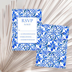 Cartons Réponse Tuiles Talavera bleues mariage mexicain vintage