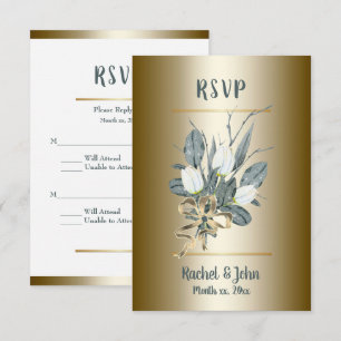 Cartons Réponse Tulipes Blanches Avec Or, Mariage