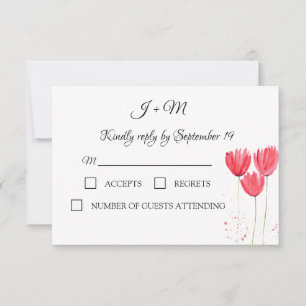 Cartons Réponse Tulipes roses Fleurs florales Printemps Mariage RS