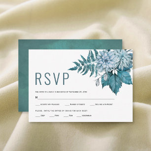 Cartons Réponse Turquoise et bleu aqua fleurs florales été mariage
