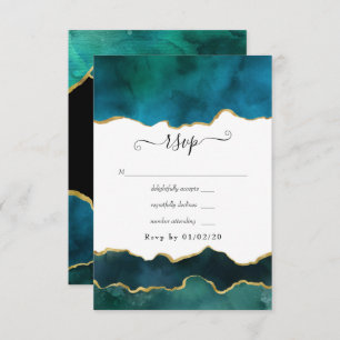 Cartons Réponse Turquoise et Gold Strata Agate Mariage