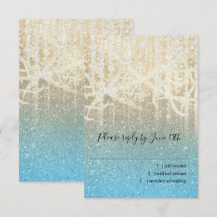 Cartons Réponse Turquoise et or bat mitzvah Extra Sparkly