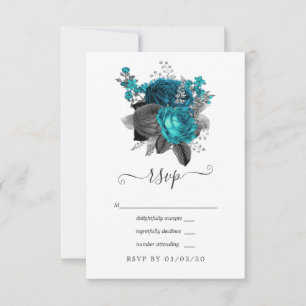 Cartons Réponse Turquoise - Turquoise Black and Silver Floral Mari