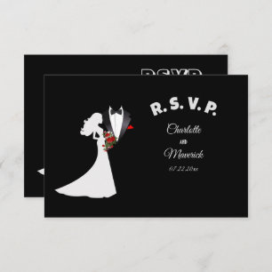 Cartons Réponse Tuxedo Suit & Bride Mariage Silhouette