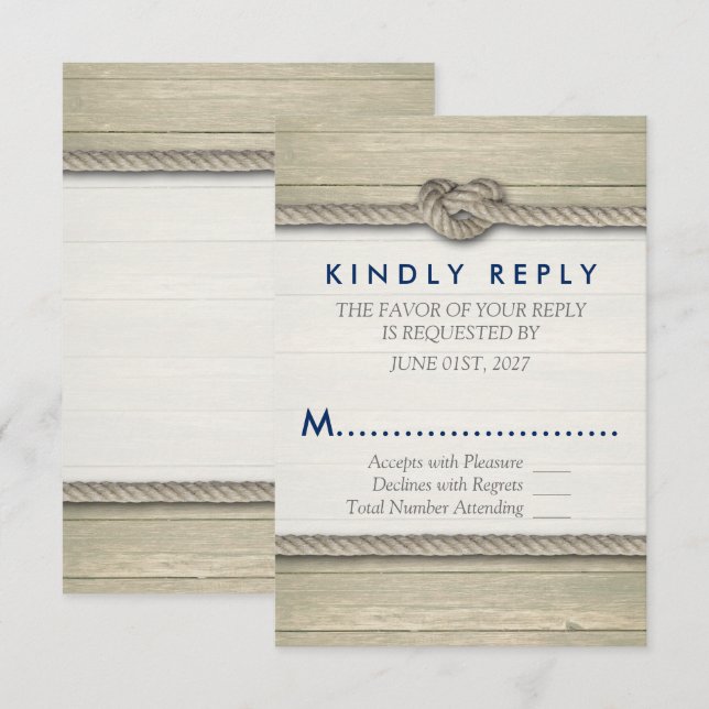 Cartons Réponse Tying The Knot Rustic Beach Wedding (Devant / Derrière)