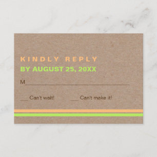 Cartons Réponse Typographie moderne et rayures mariage rustique RS