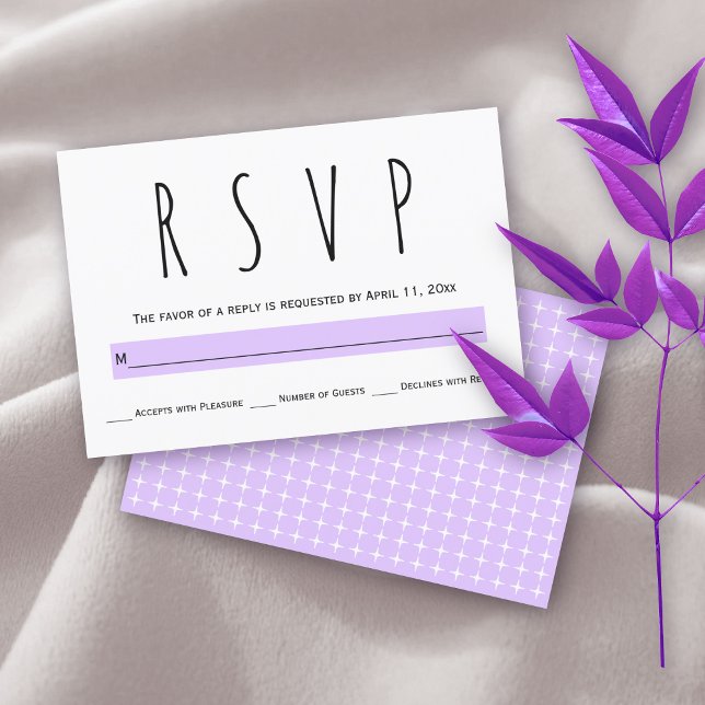 Cartons Réponse Typographie moderne lavande violet mariage (Créateur téléchargé)