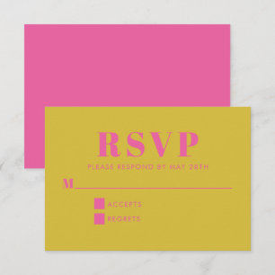 Cartons Réponse Typographie rose vif et jaune Mariage moderne