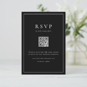 Cartons Réponse Typographie simple Code QR noir Mariage officiel