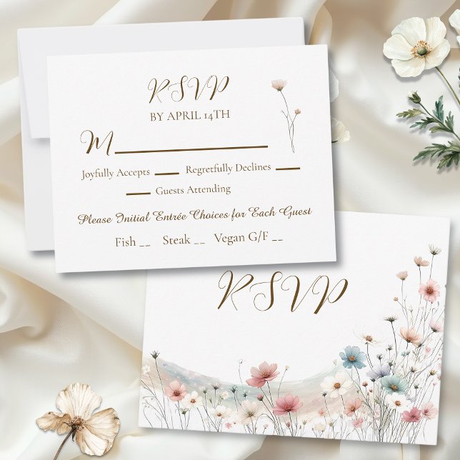 Cartons Réponse Un Mariage Fleur sauvage d'aquarelle élégant (Créateur téléchargé)