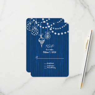 Cartons Réponse Une Marque Blanche Mariage De Noël Sur Bleu