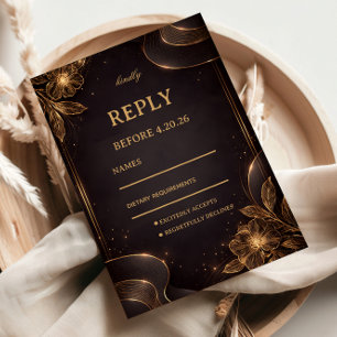 Cartons Réponse Vague d'Or Floral Luxueux