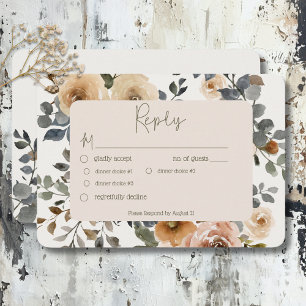 Cartons Réponse Vanilla White Boho Rose Creme Mariage Dîner