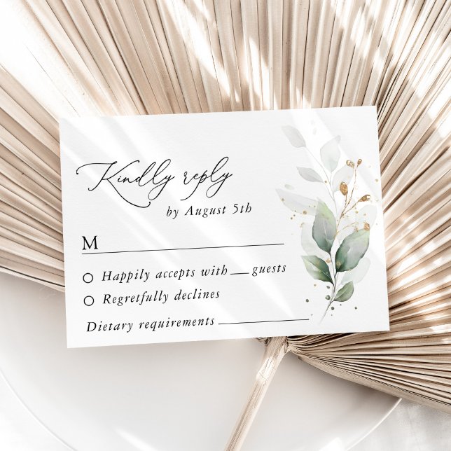 Cartons Réponse Verdure, Feuilles d'Eucalyptus, Mariage botanique (Créateur téléchargé)