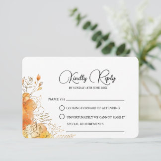 Cartons Réponse Verona Sunset Gold Aquarelle Mariage Floral