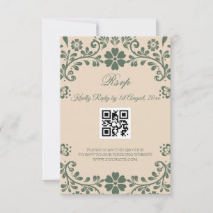 Cartons Réponse Vert et beige Mariage