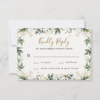 Vert or Elégant Aquarelle Boho Mariage feuille
