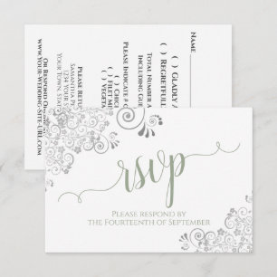 Cartons Réponse Vert sage sur élégante calligraphie de mariage bla