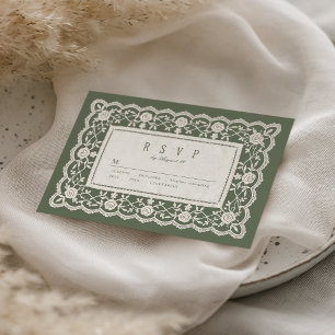 Cartons Réponse Vert sauge floral mariage classique en dentelle vi