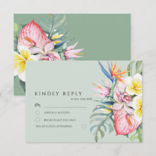 Cartons Réponse Vert sauge floral tropical mariage Hawaï