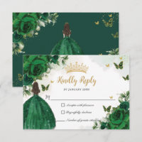 Vibrant Emerald Green Floral Princess Quinceañera