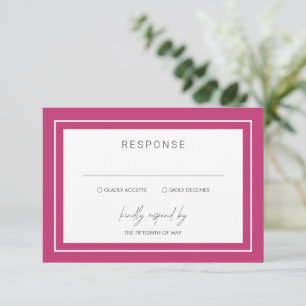 Cartons Réponse Vibrant rose gras bordure Mariage moderne