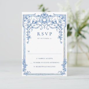 Cartons Réponse Victorien Ornate Grace Floral Dusty Mariage bleu