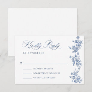 Cartons Réponse Victorien Ornate Grace Floral Dusty Mariage bleu