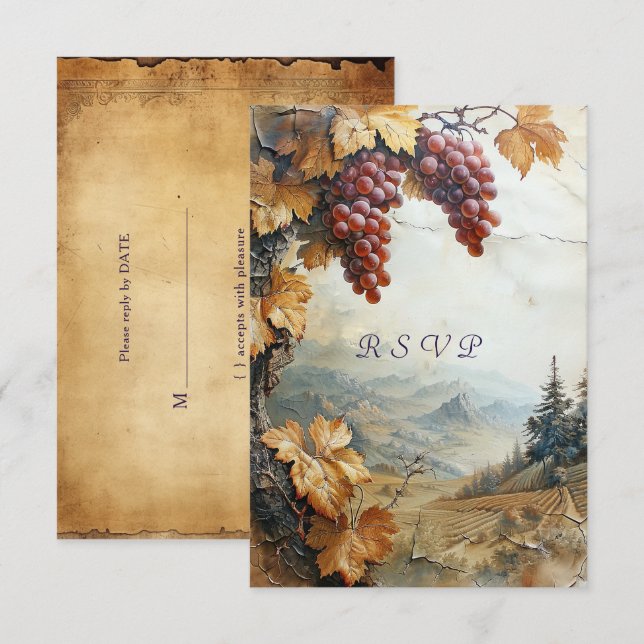 Cartons Réponse Vignoble Vignoble Vignoble Vignoble Aquarelle (Devant / Derrière)