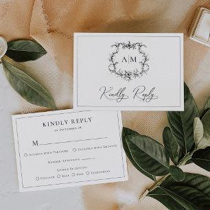 Cartons Réponse Vintage Baroque Floral Crest Mariage victorien