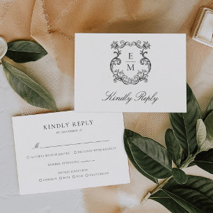 Cartons Réponse Vintage Baroque Monogram Crest Mariage