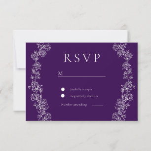 Cartons Réponse Vintage blanc violet Mariage de prune