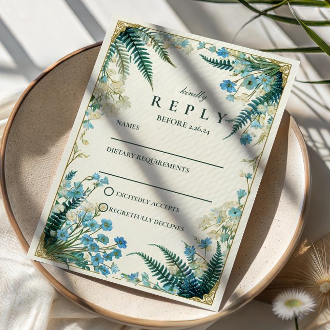 Cartons Réponse Vintage Bluebell Botanical Wedding (Créateur téléchargé)