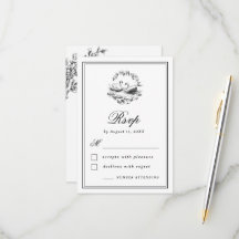 Vintage Botanical Hand Drawn Swan Elegant Wedding