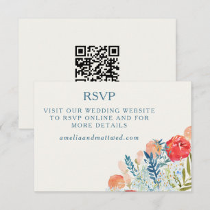 Cartons Réponse Vintage Florals Boho Site Mariage QR Code